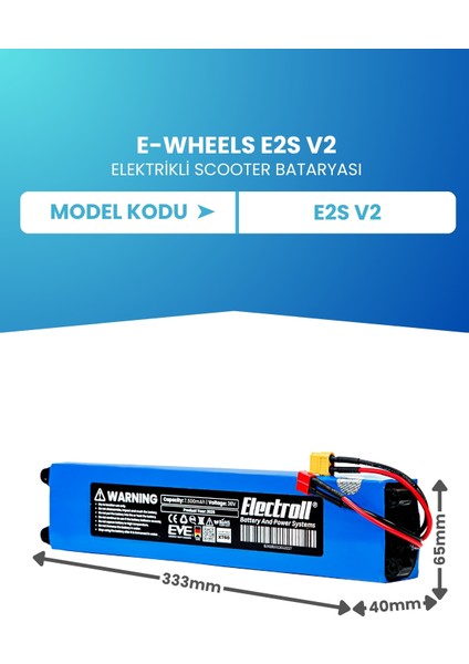 E-Wheels E2S V2 Uyumlu Batarya (Standart Kapasite) 36V 7500MAH Pil Elektrikli Scooter Bataryası fiyatları