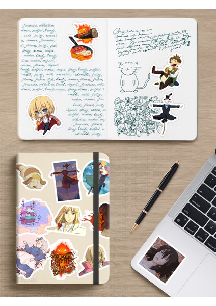 Howl's Moving Castle Ghibli Anime Telefon Laptop Bullet Journal Yapışkanlı Folyo Sticker Paketi modelleri