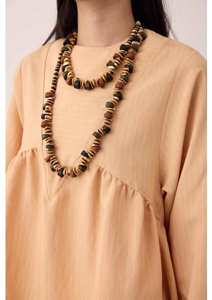 V Panama Tunik Açık Somon