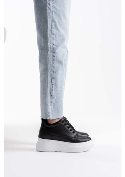 Lauren Kadın Gizli Topuk Beyaz Tabanlı Siyah Spor Ayakkabı indirimleri