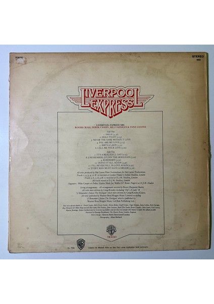 Liverpool Express – Tracks - Dönem Baskı Plak fiyatları