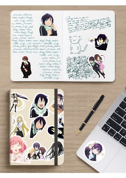 Noragami Anime Telefon Laptop Bullet Journal Yapışkanlı Folyo Sticker Paketi modelleri