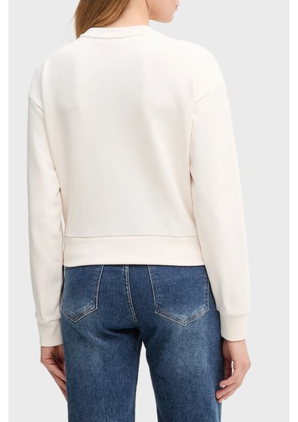 Logo Baskılı Pamuklu Relaxed Fit Bisiklet Yaka Crop Sweat Bayan Sweat XW001451 AF10830 U1003 fiyatları