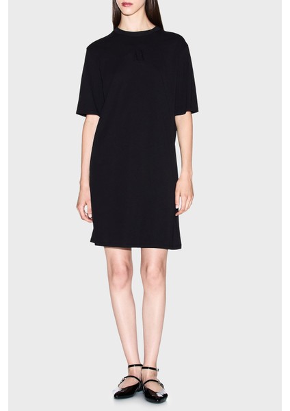 Pamuklu Regular Fit Bisiklet Yaka Mini Elbise Bayan Elbise XW000825 AF10356 UC001