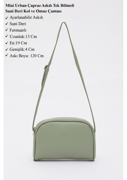 Mint Yeşil Shk25 Mini Urban Çapraz Askılı Tek Bölmeli Suni Deri Kol ve Omuz Çantası modelleri