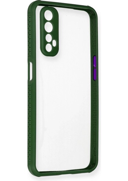 Realme 7 Kılıf Miami Şeffaf Silikon - Koyu Yeşil - EYESO6721-1161