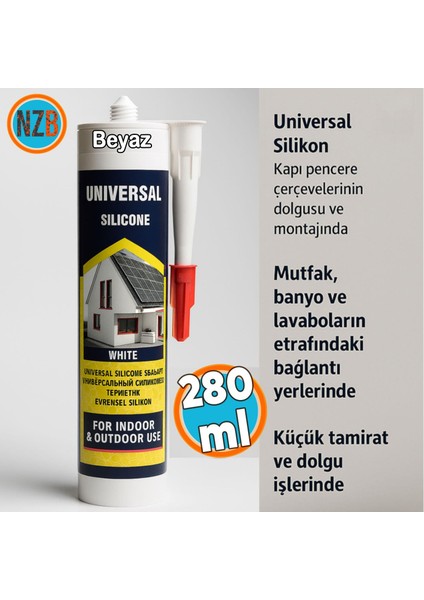Universal Silikon Genel Amaçlı 280 ml Iç Dış Mekan Kapı Pencere Uygun Su Geçirmez Sızdırmazlık Beyaz