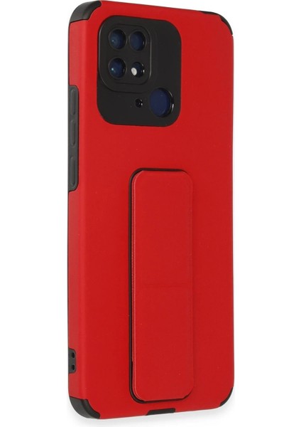 Xiaomi Redmi 10C Kılıf Mega Standlı Silikon - Kırmızı - EYESO9349-5657