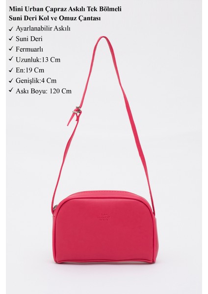 Fuşya Shk25 Mini Urban Çapraz Askılı Tek Bölmeli Suni Deri Kol ve Omuz Çantası modelleri