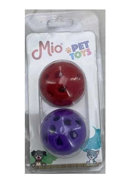 Çıngıraklı Ikili Top Kedi Oyuncağı 4 cm