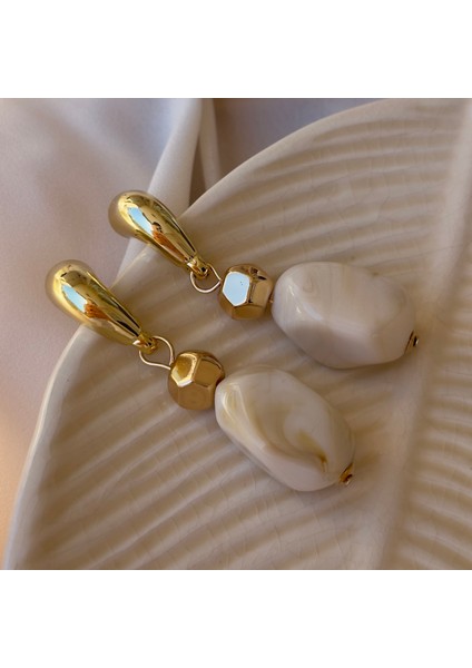 Sallantılı Mermer Desen Küpe