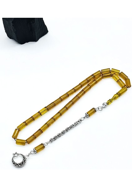 Sarı Hareli Kesme Model Sıkma Ateş Kehribar Tesbih fırsatları