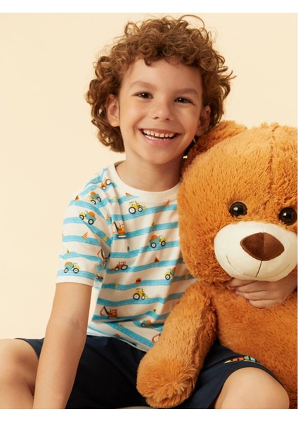 Lcw Kids Ekru Baskılı Erkek Çocuk Şortlu Pijama Takımı fiyatları