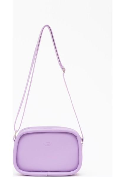 Lila Shk62 Tek Bölmeli Suni Deri Ayarlanabilir Askılı Fermuarlı Çapraz Omuz Çantası