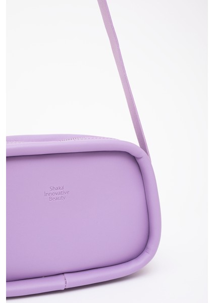 Lila Shk62 Tek Bölmeli Suni Deri Ayarlanabilir Askılı Fermuarlı Çapraz Omuz Çantası