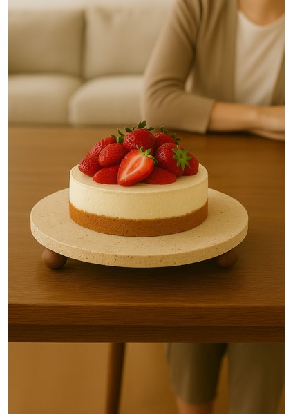 Traverten 30 cm Ahşap Boncuk Ayaklı Sunumluk fırsatları