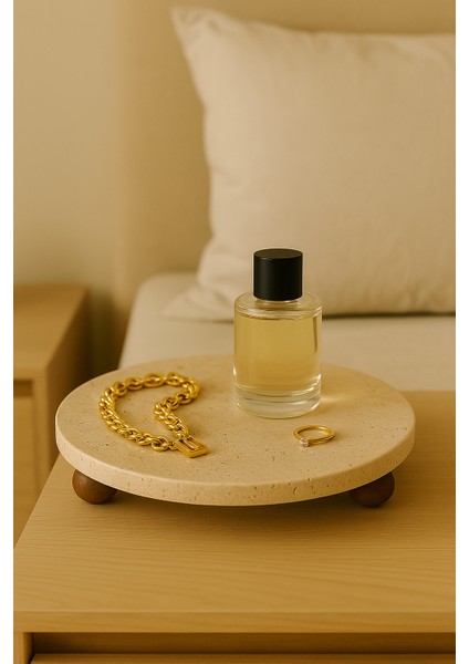 Traverten 30 cm Ahşap Boncuk Ayaklı Sunumluk modelleri