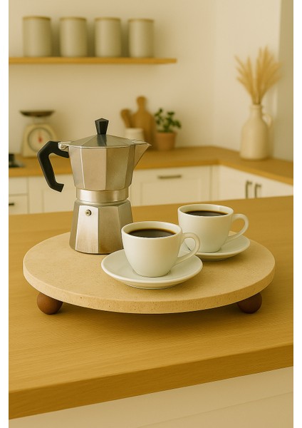 Traverten 30 cm Ahşap Boncuk Ayaklı Sunumluk fiyatları