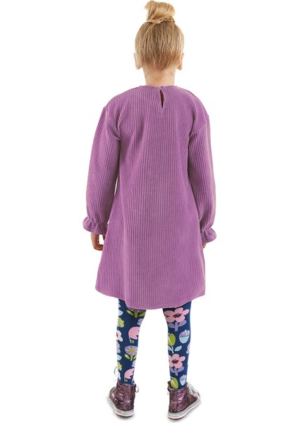 Çiçekli Kız Çocuk Lila Kadife Elbise fiyatları