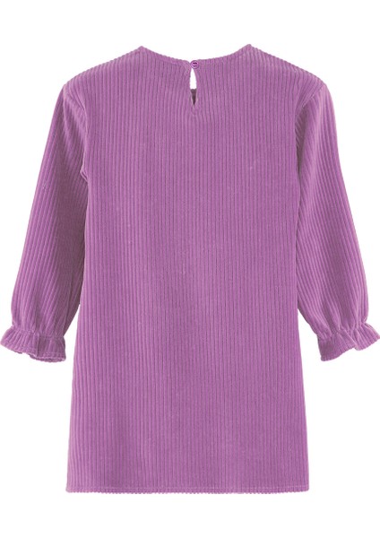 Çiçekli Kız Çocuk Lila Kadife Elbise fırsatları