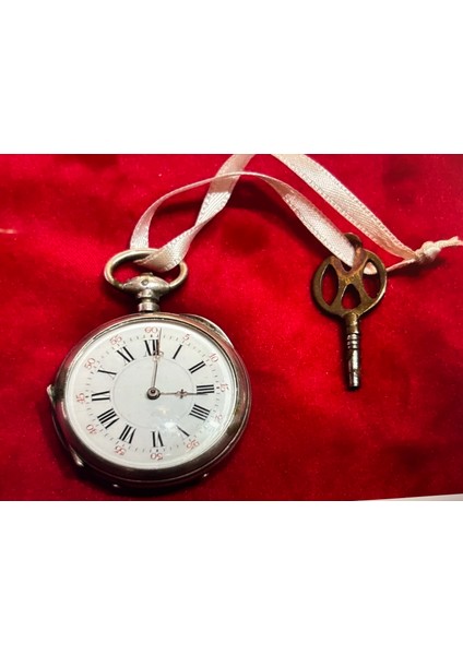 Cylindre Huit Rubis Gümüş Kasa Cep Saati 34 mm Çapında - Sorunsuz Çalışır Durumda fiyatları