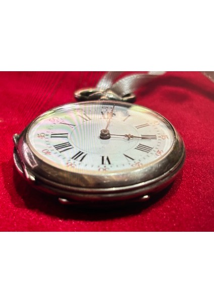 Cylindre Huit Rubis Gümüş Kasa Cep Saati 34 mm Çapında - Sorunsuz Çalışır Durumda fırsatları