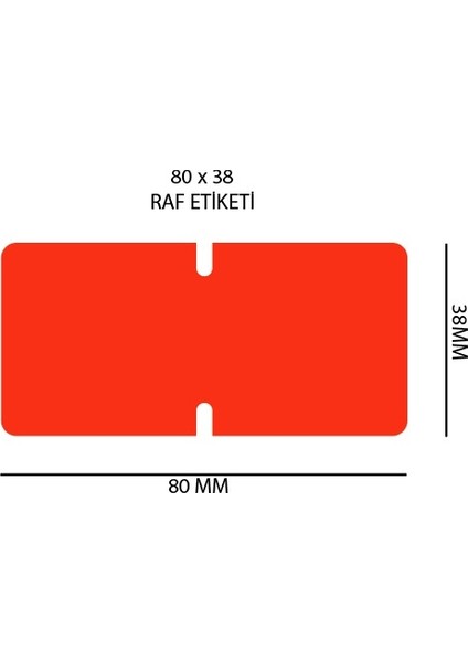 80*38 Yatay Yandan Celtekli Kırmızı Raf Etiketi 350 Sarım