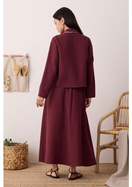 Müslin Cepli Gömlek Bordo fırsatları