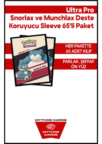 Ultra Pro -Snorlax ve Munchlax Deste Koruyucu Sleeve 65'li Paket