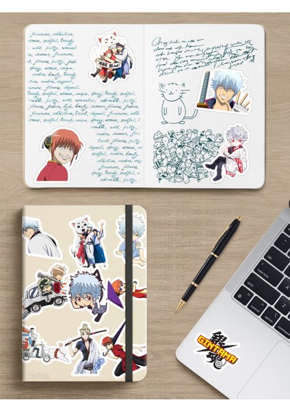 Gintama Anime Telefon Laptop Bullet Journal Yapışkanlı Folyo Sticker Paketi modelleri