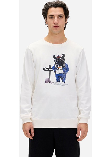 Panther Beyaz Erkek Sweatshirt