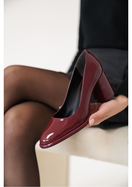 Pensy Bordo Rugan Kadın Topuklu Ayakkabı