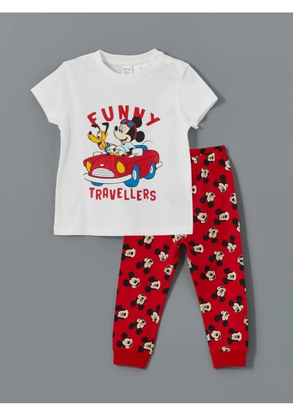 Lcw Baby Beyaz Mickey Mouse Baskılı Erkek Bebek Takım