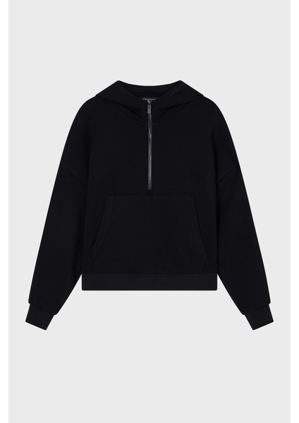 Relaxed Fit Kapüşonlu Yaka Kanguru Cepli Sweat Bayan Sweat XW000980 AF16111 UC001 indirimleri