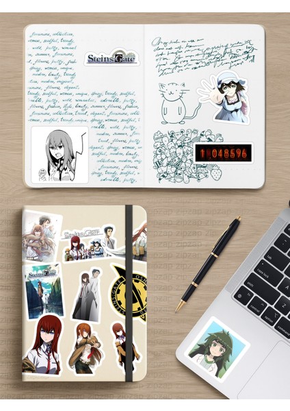 Steins Gate Anime Telefon Laptop Bullet Journal Yapışkanlı Folyo Sticker Paketi modelleri