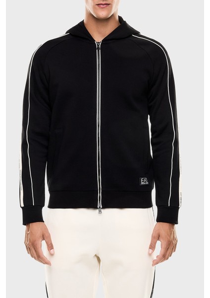 Pamuklu Şerit Detaylı Regular Fit Kapüşonlu Fermuarlı Sweat Erkek Sweat 7M000973 AF10377 UC001