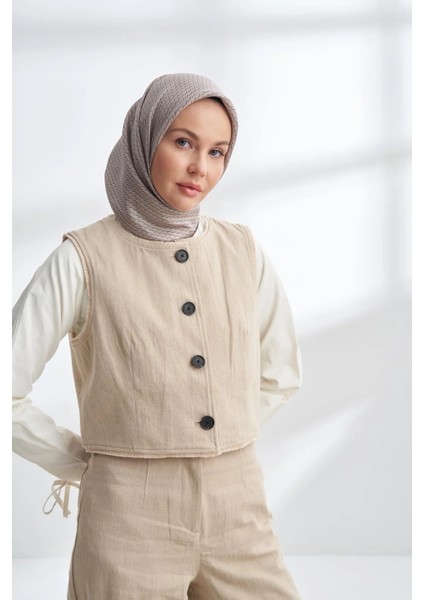 Noıre Desen Twill Ipek Eşarp - 4303-35