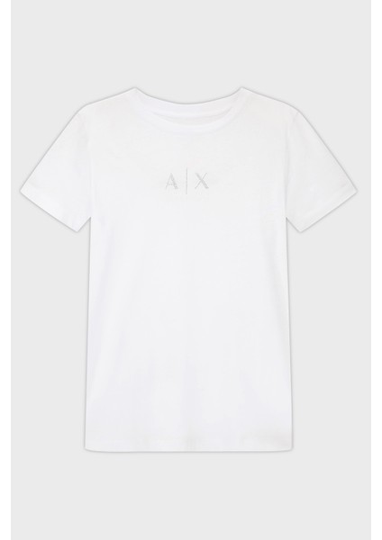 Taşlı Logo Detaylı Pamuklu Regular Fit Bisiklet Yaka T Shirt Bayan T Shirt XW001459 AF10356 U0002 indirimleri