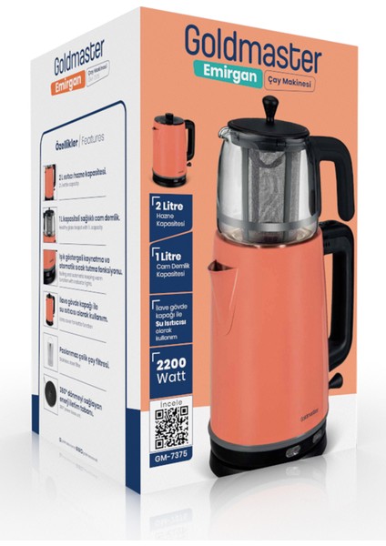 Goldmsaster Emirgan GM-7375 Çelik Çay Makinesi Inox fiyatları
