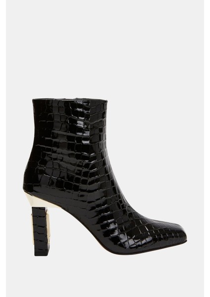 The Hollow Kadın Siyah Croco Topuklu Tasarım Bot