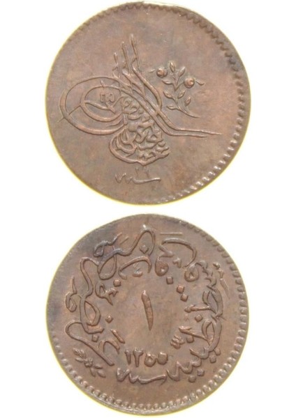 Sultan Abdülmecid 1255/19 Bakır 1 Para - Çil Altı - Ça