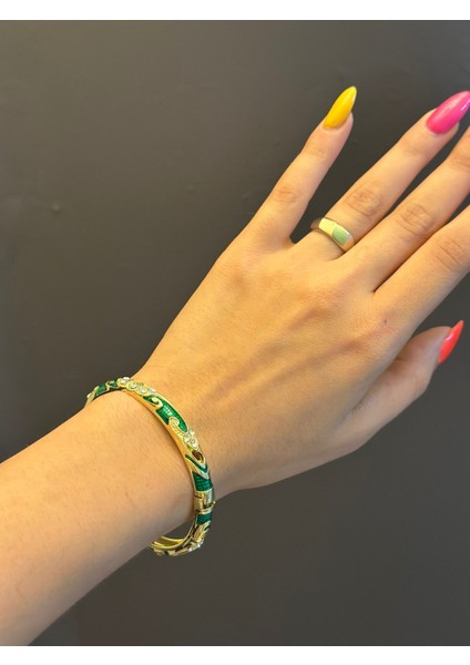 Çelik Mineli Desenli Kadın Kelepçe Bileklik