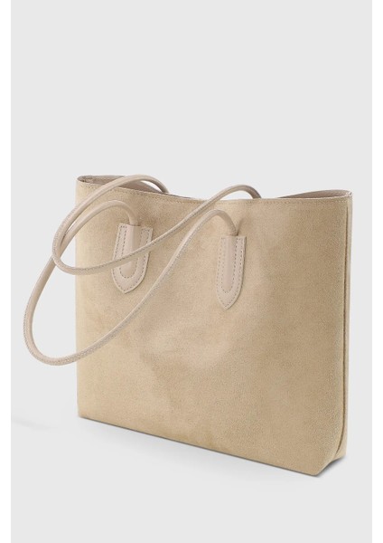 Süet Krem Kadın Retro Shopper El Ve Omuz Çanta 264
