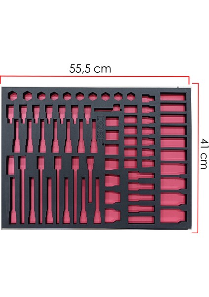 Takım Arabası Içi Düzenleyici Boş Eva Organizer Havalı, Torx Uzun ve Twist Lokmalar Için 72 Adet Bölmeli Sünger 55,5cm x 41 cm fiyatları