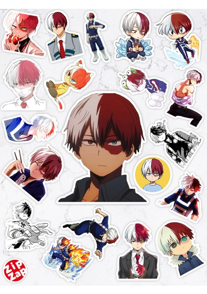 shoto todoroki my hero anime telefon laptop bullet journal yapışkanlı folyo sticker paketi