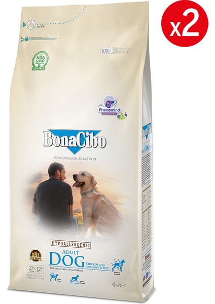 Adult Dog Tavuklu ve Balıklı Yetişkin Köpek Maması, 4 Kgr x 2 Adet, Tüm Irklar Için, Doğal, Şeker Içermez