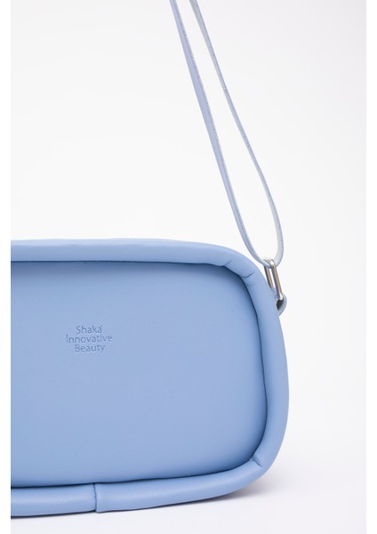 Mavi Shk62 Tek Bölmeli Suni Deri Ayarlanabilir Askılı Fermuarlı Çapraz Omuz Çantası