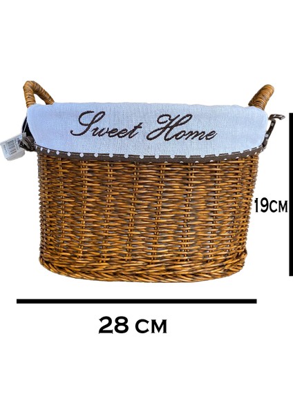 Kulplu Oval Kumaşlı Sepet Orta Boy 28 x 19 x 23 cm indirimleri