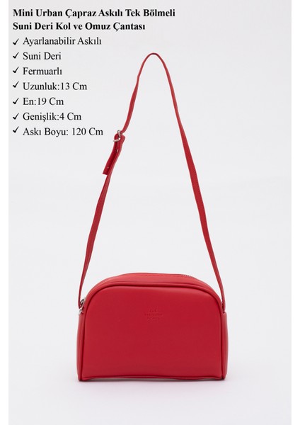 Kırmızı Shk25 Mini Urban Çapraz Askılı Tek Bölmeli Suni Deri Kol ve Omuz Çantası modelleri