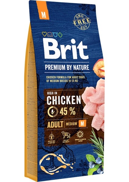 Brit Premium Nature Orta Irk Tavuklu Yetişkin Köpek Maması 15 kg